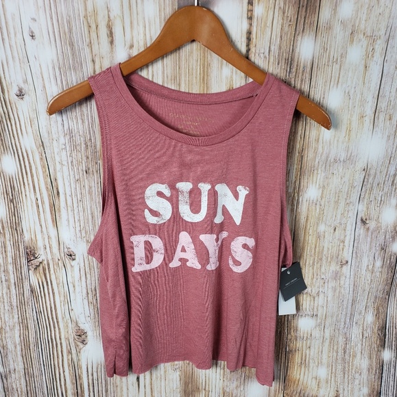 Sun days Crop Top Sleepwear PJ Pajama Top - Picture 2 of 5